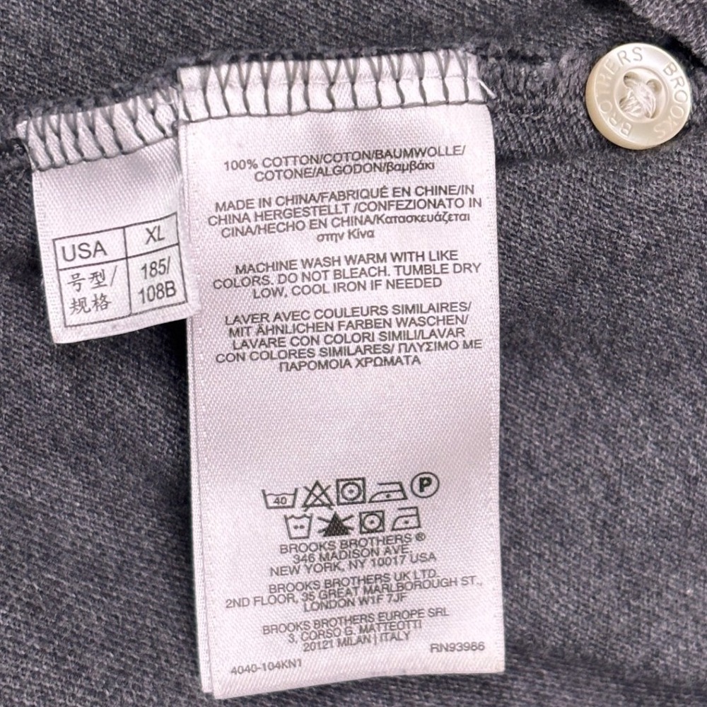Brooks Brothers Performance Polo Mens XL Gray Slim Fit Short Sleeve 1818 Cotton - Picture 9 of 9